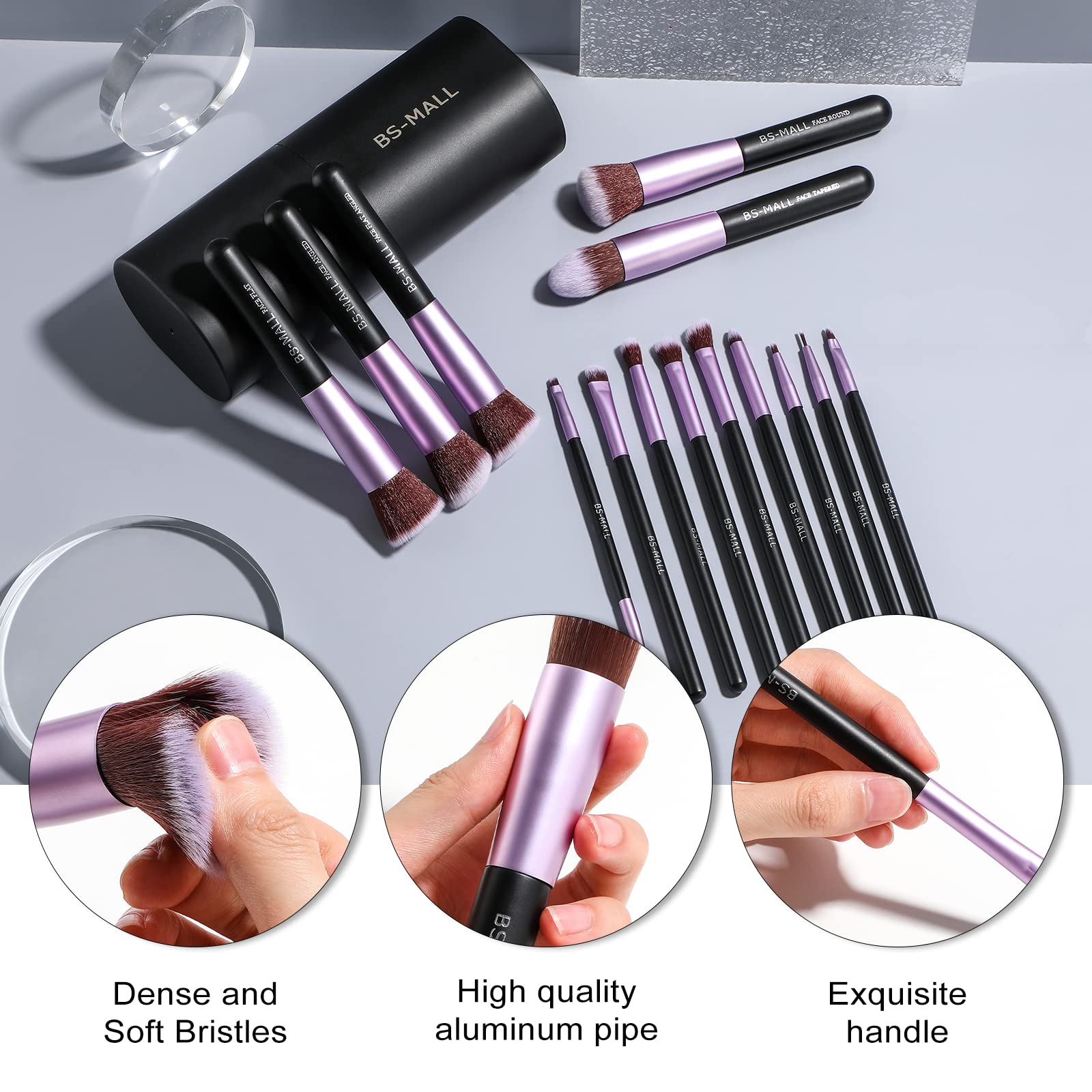 Foto 3 pulgar | Brochas De Maquillaje Bs-mall Premium Sintéticas, 14 Unidades, Color Morado - Venta Internacional.