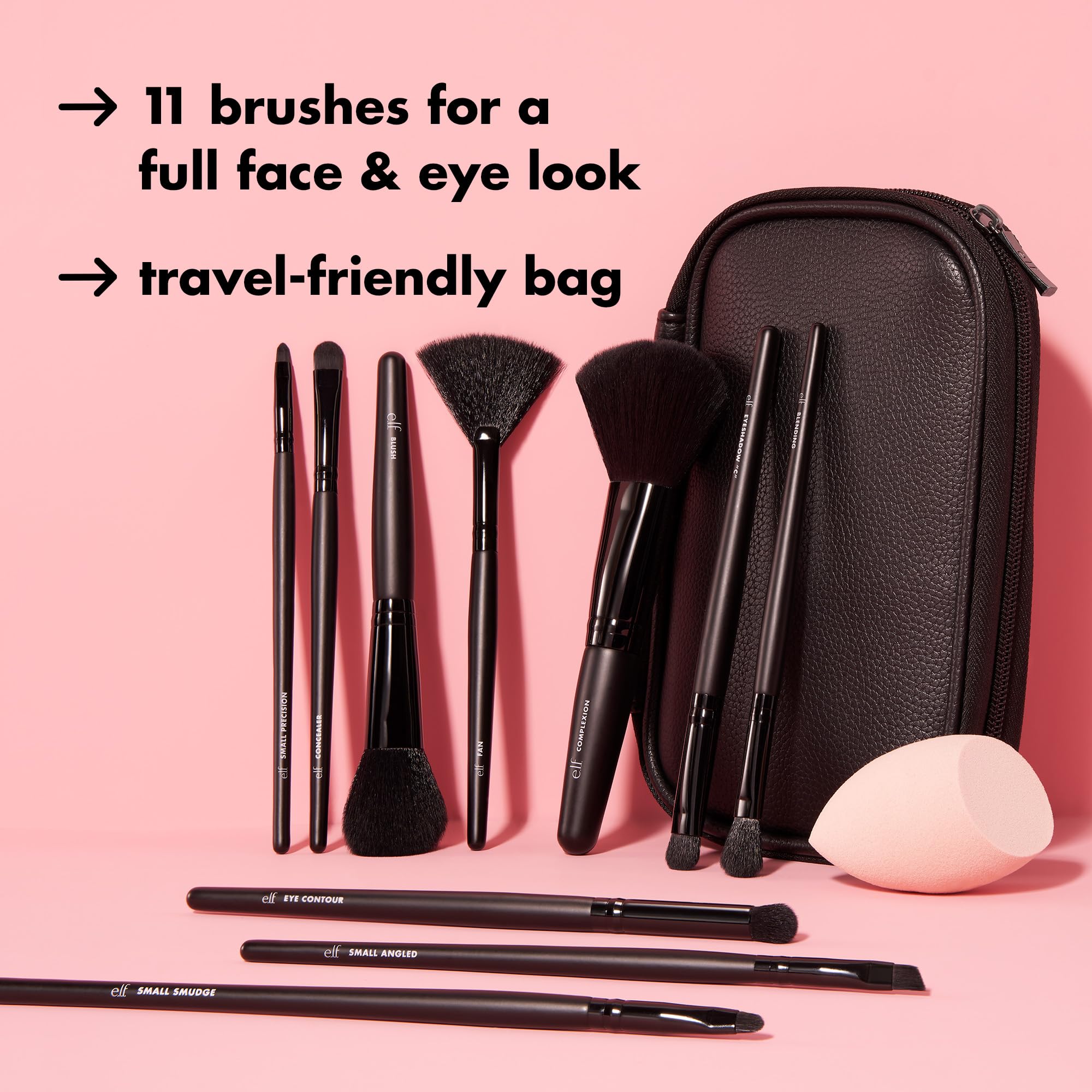 Foto 3 pulgar | Set De Brochas De Maquillaje E.l.f., Para Todo El Rostro Y Los Ojos, 11 Pinceles Veganos - Venta Internacional.