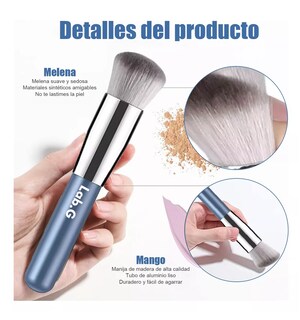 Foto 3 | Brochas De Maquillaje Base Profesional Kit Con Esponja 21 Pzs Azul