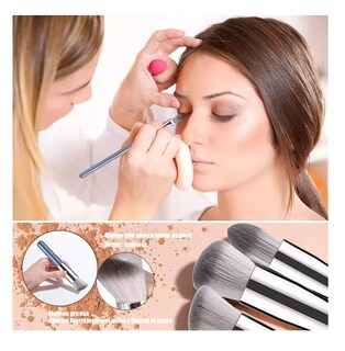 Foto 4 | Brochas De Maquillaje Base Profesional Kit Con Esponja 21 Pzs Azul