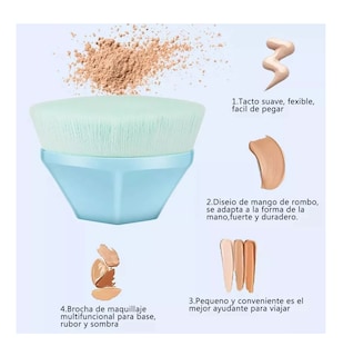Foto 5 | Brochas De Maquillaje Base Profesional Kit Con Esponja 21 Pzs Azul