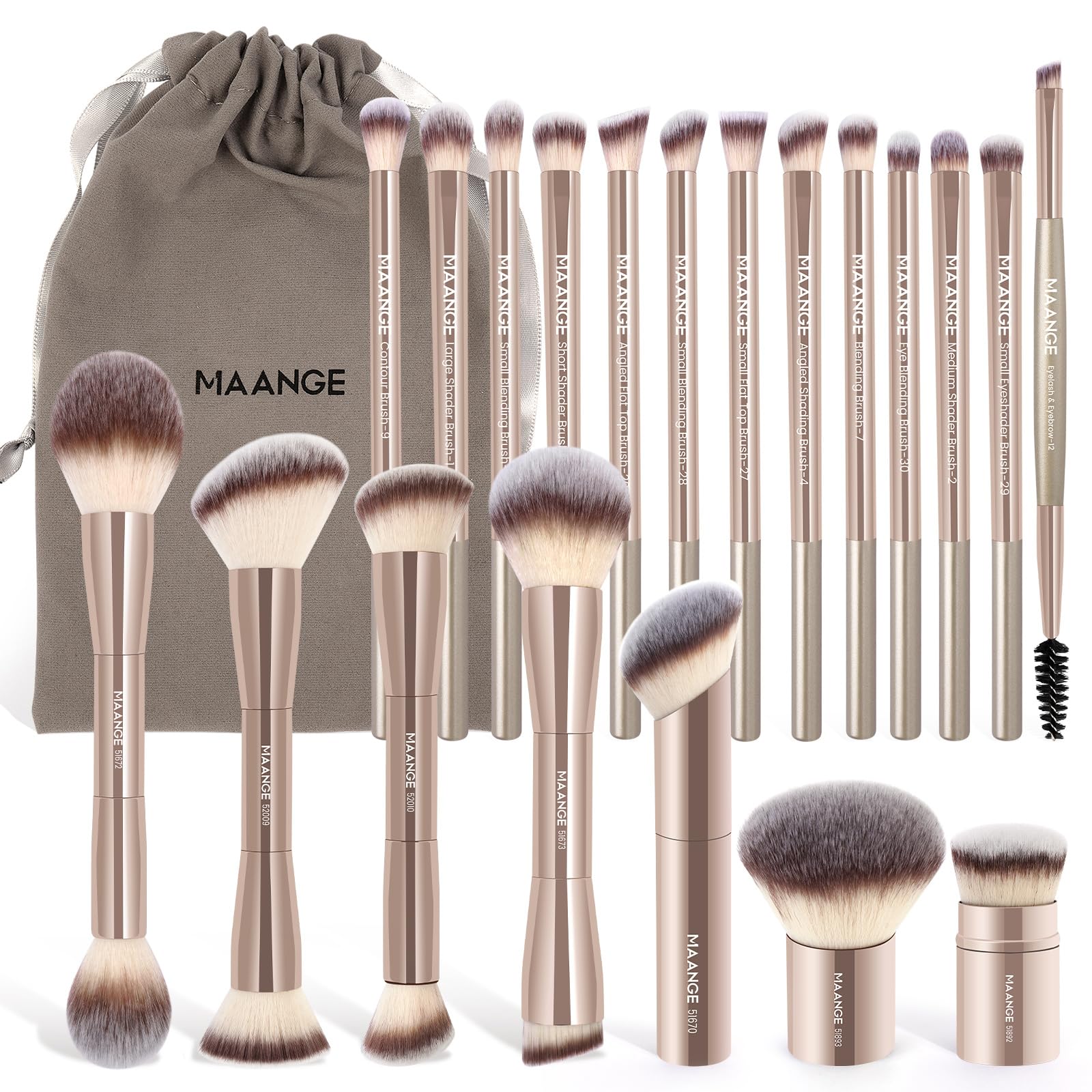 Foto 1 | Set De Brochas De Maquillaje Maange Foundation, 20 Unidades, Con Bolsa Dorada - Venta Internacional.