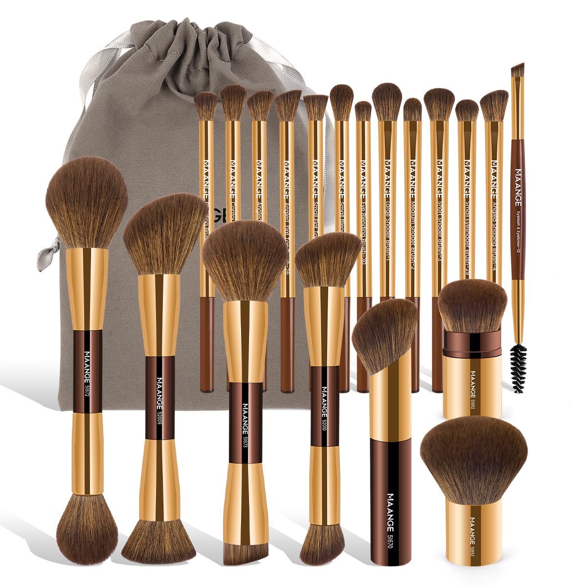 Foto 2 pulgar | Set De Brochas De Maquillaje Maange Foundation, 20 Unidades, Café Dorado - Venta Internacional.
