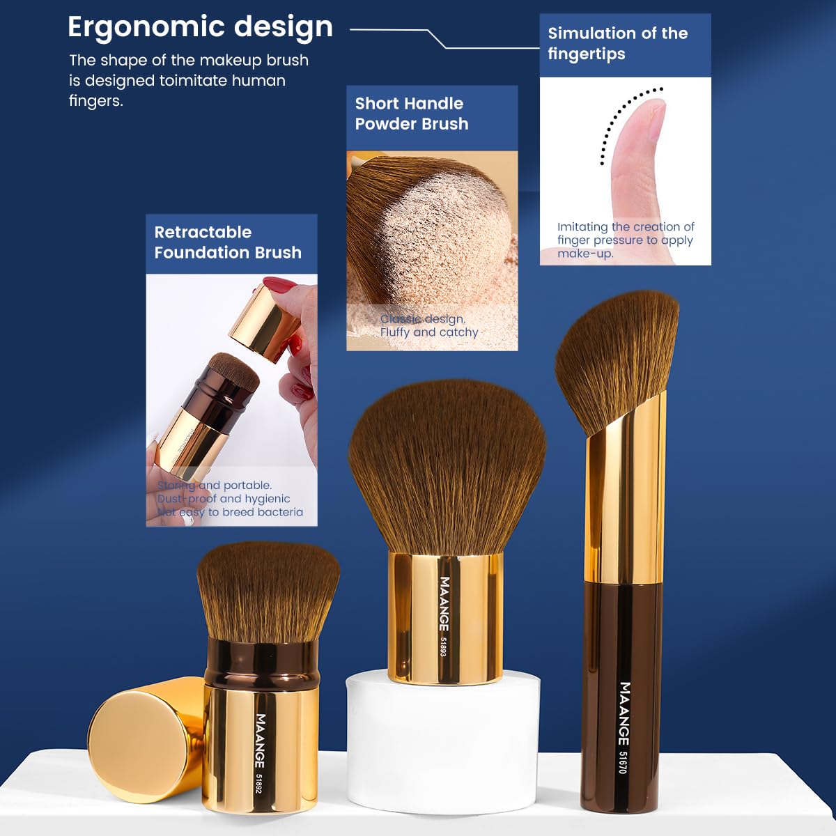 Foto 4 pulgar | Set De Brochas De Maquillaje Maange Foundation, 20 Unidades, Café Dorado - Venta Internacional.