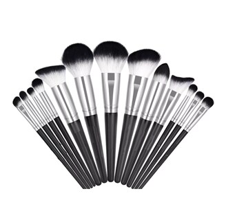 Foto 2 | Set De Brochas Maquillaje Profesional 18 Piezas, Color Negro + Plata Belug