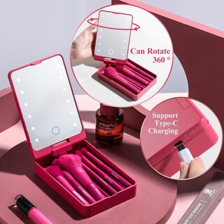 Foto 2 | Set De Brochas De Maquillaje Bs-mall Travel Con Espejo Con Luz Led, 14 Unidades - Venta Internacional.
