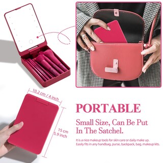 Foto 3 | Set De Brochas De Maquillaje Bs-mall Travel Con Espejo Con Luz Led, 14 Unidades - Venta Internacional.