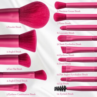 Foto 5 | Set De Brochas De Maquillaje Bs-mall Travel Con Espejo Con Luz Led, 14 Unidades - Venta Internacional.