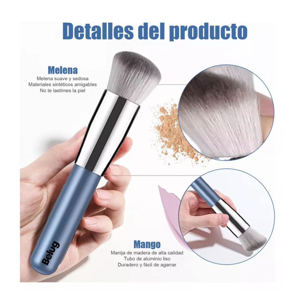 Foto 3 | Brochas De Maquillaje Base Profesional Kit Con Esponja 21 Pzs Azul Belug