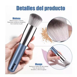 Foto 3 | Brochas De Maquillaje Base Profesional Kit Con Esponja 21 Pzs Azul Belug