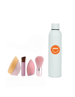 Foto 1 | Brochas Y Esponja De Maquillaje Color Rosa + Termo De Agua Güish