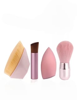 Foto 2 | Brochas Y Esponja De Maquillaje Color Rosa + Termo De Agua Güish