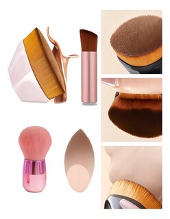 Foto 5 | Brochas Y Esponja De Maquillaje Color Rosa + Termo De Agua Güish