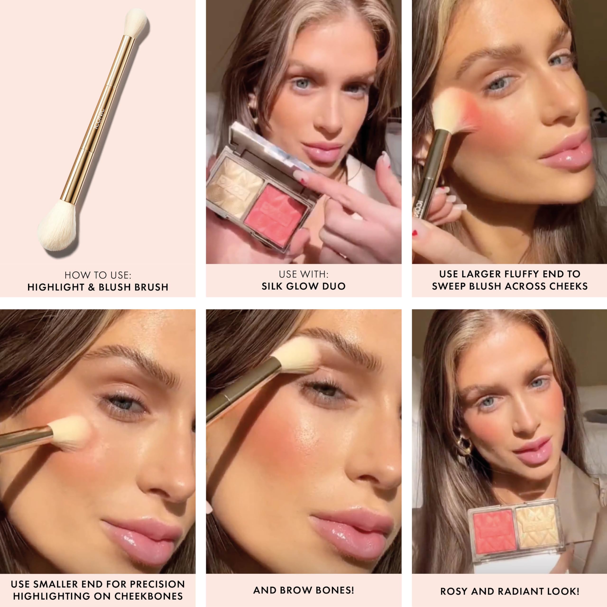 Foto 4 pulgar | Brocha De Maquillaje Iconic London Highlight And Blush Duo Brush - Venta Internacional.