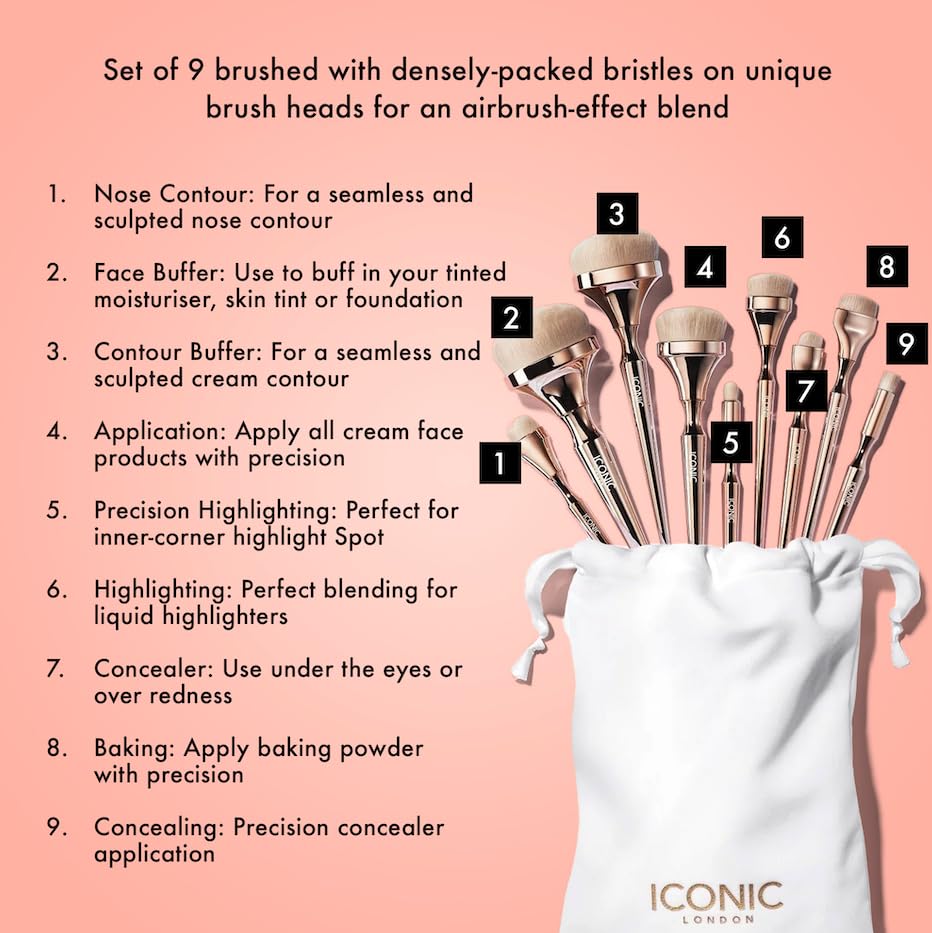 Foto 2 | Set De Brochas De Maquillaje Iconic London Luxury Blend Buff Polish - Venta Internacional.