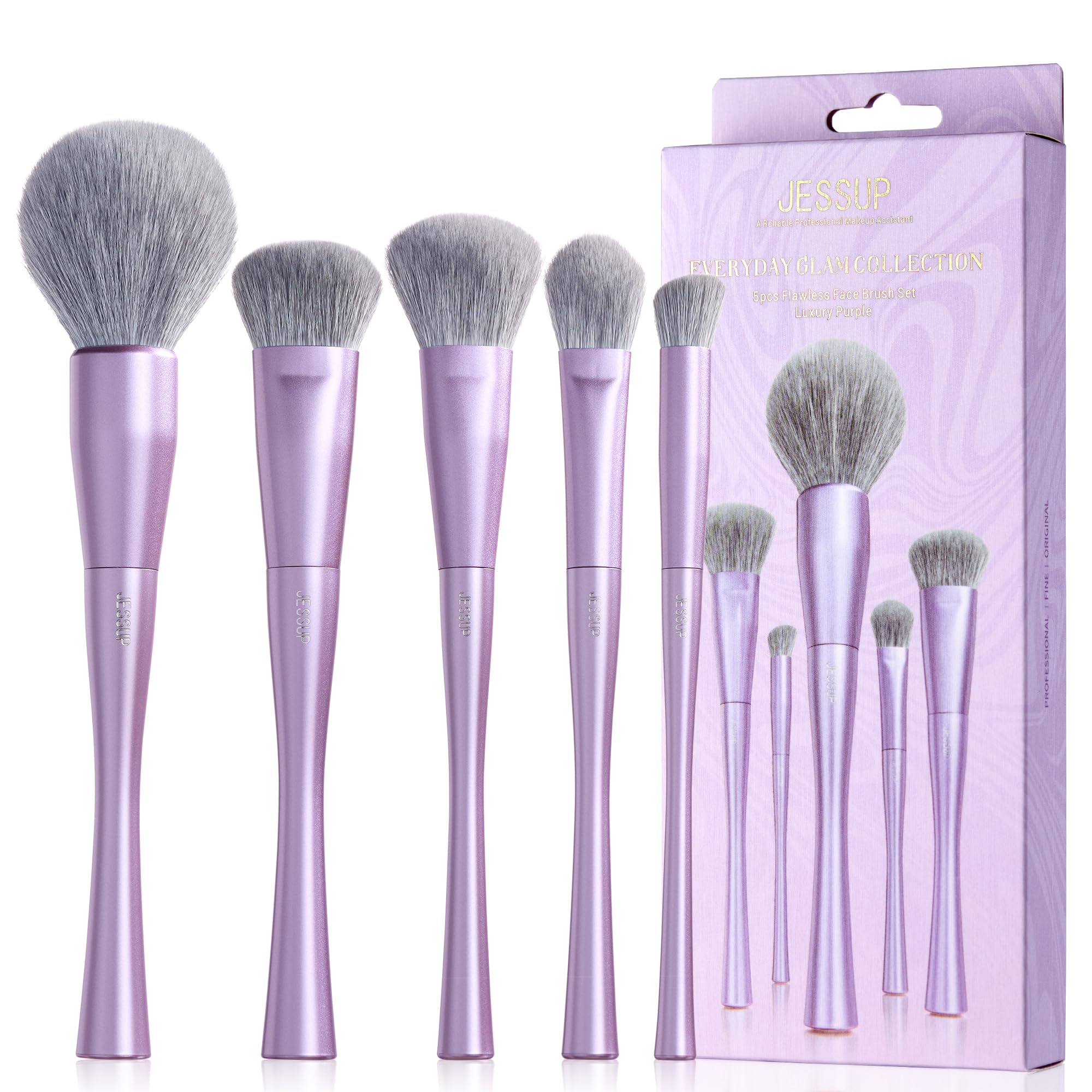 Set De Brochas De Maquillaje Jessup Face T514, 5 Unidades, Color Morado Sintético - Venta Internacional.