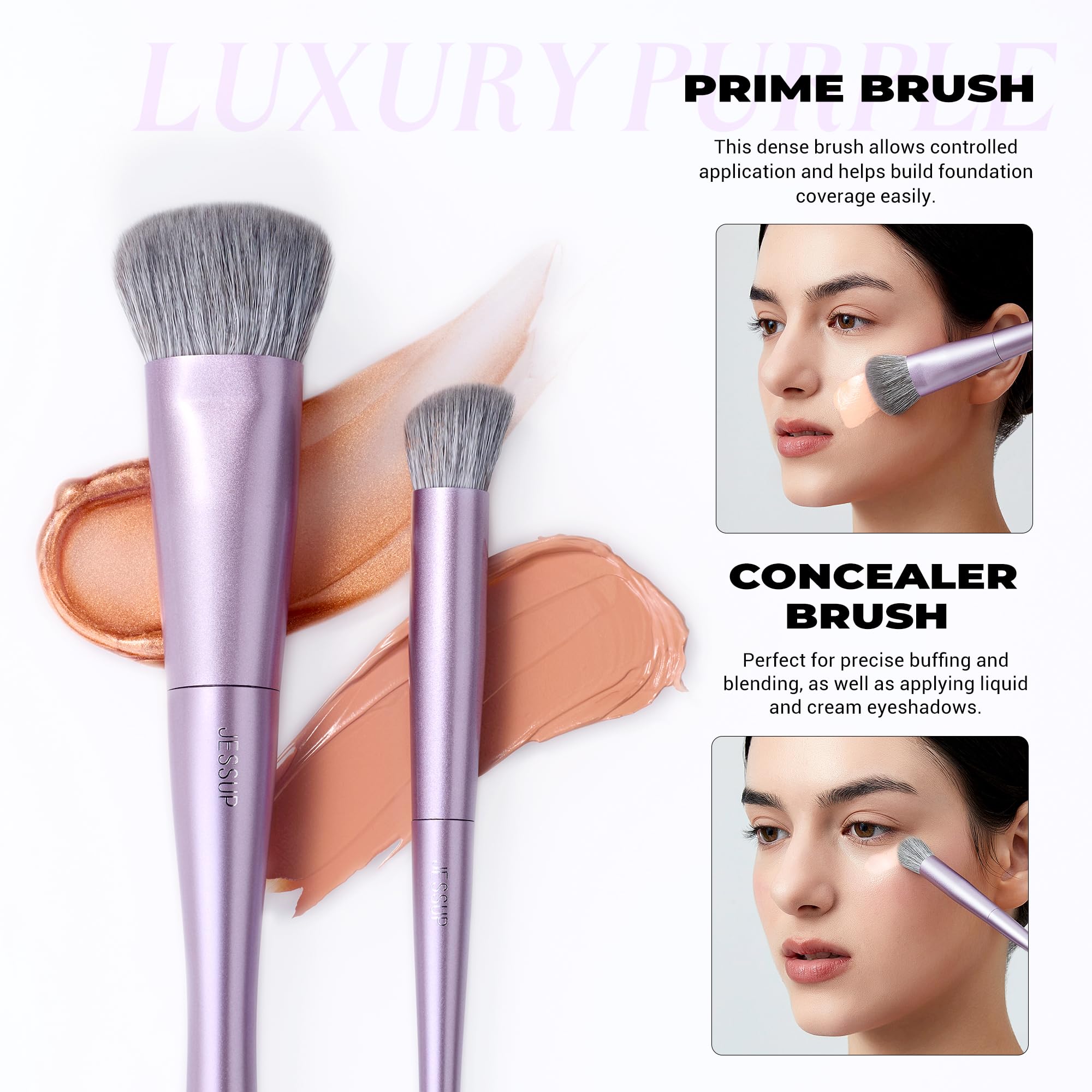 Foto 4 pulgar | Set De Brochas De Maquillaje Jessup Face T514, 5 Unidades, Color Morado Sintético - Venta Internacional.