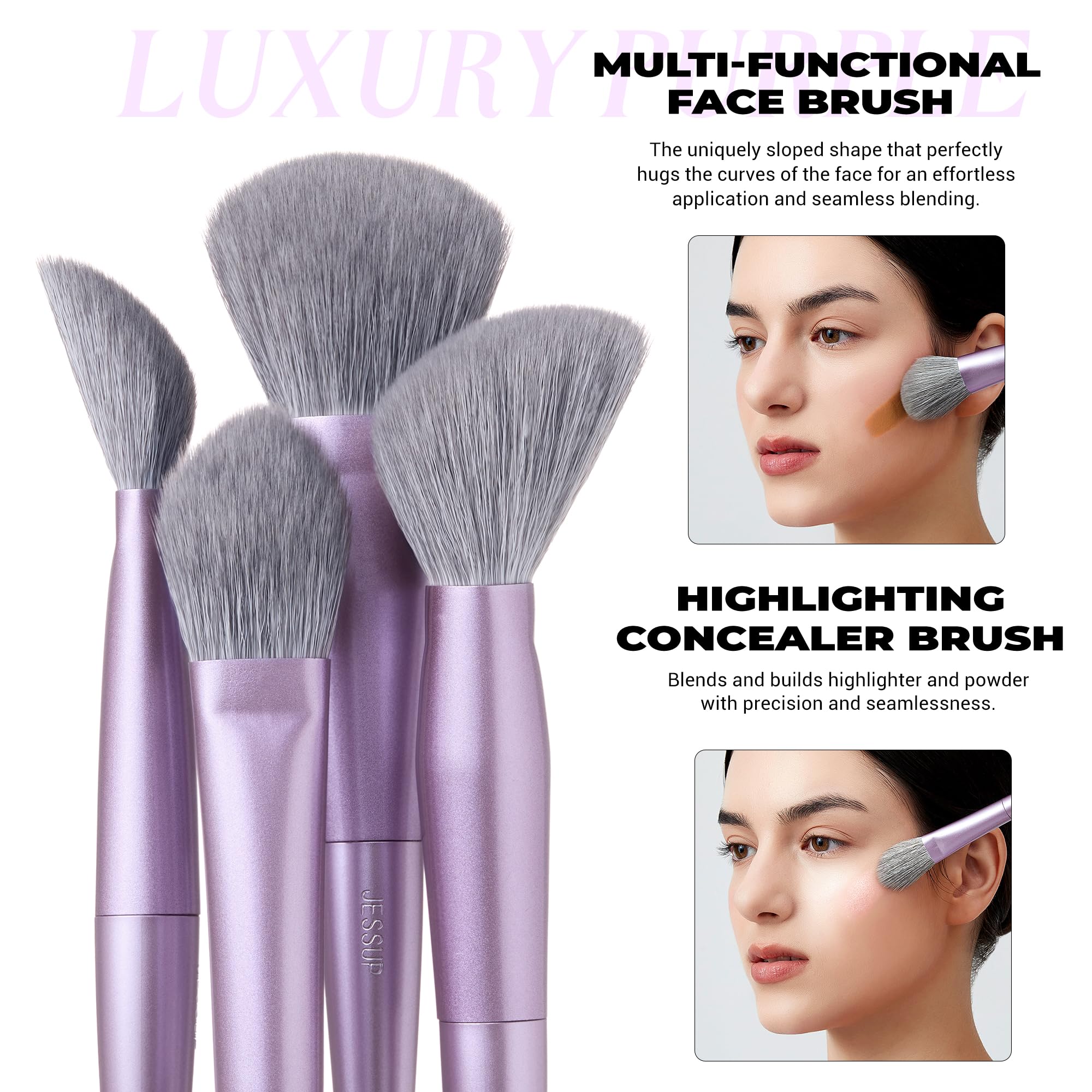 Foto 5 pulgar | Set De Brochas De Maquillaje Jessup Face T514, 5 Unidades, Color Morado Sintético - Venta Internacional.
