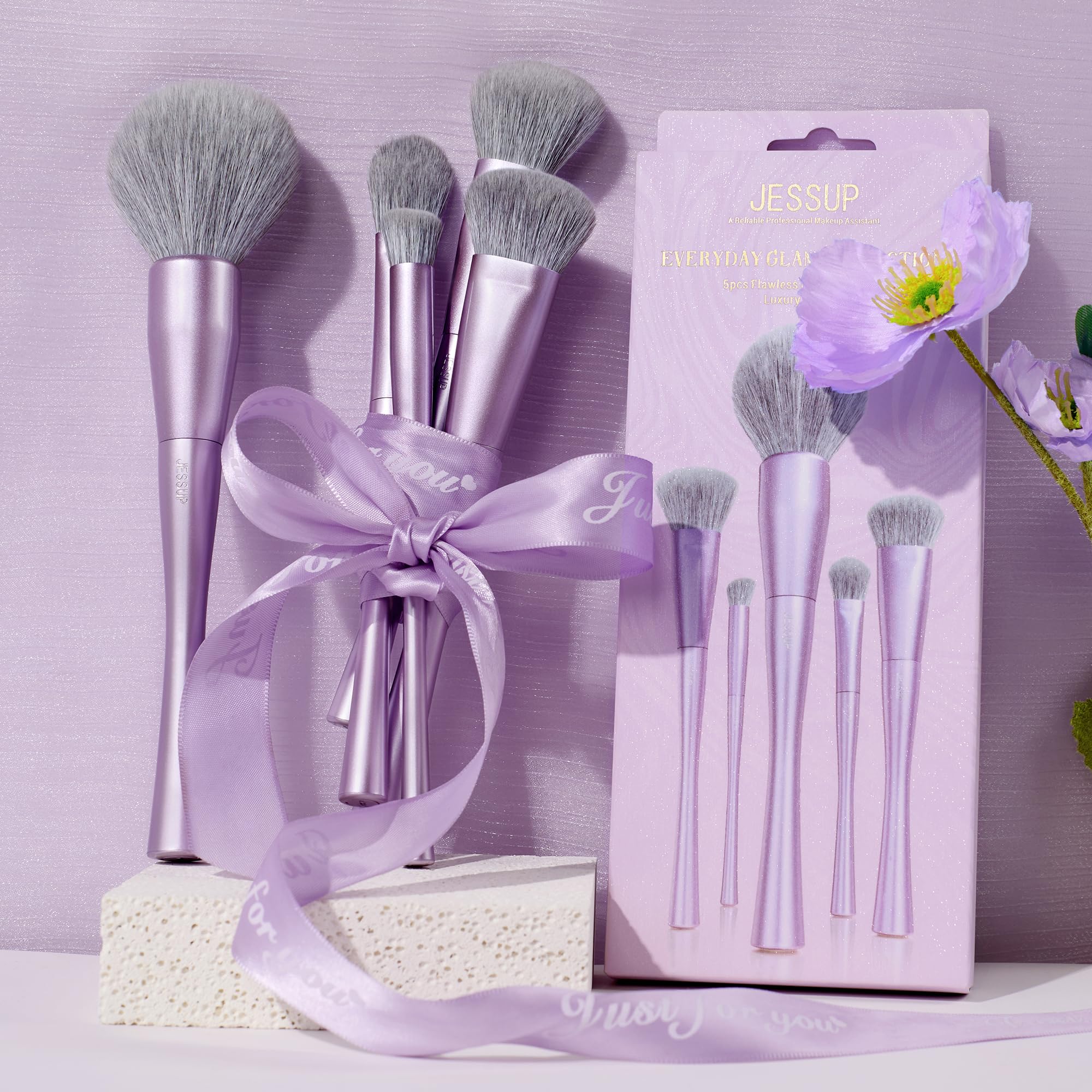 Foto 7 pulgar | Set De Brochas De Maquillaje Jessup Face T514, 5 Unidades, Color Morado Sintético - Venta Internacional.