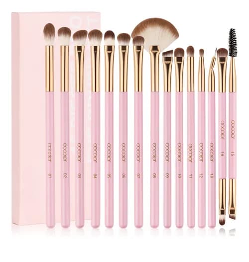 Xtellar - Exquisito Set De 15 Brochas De Maquillaje Profesional En Rosa $839