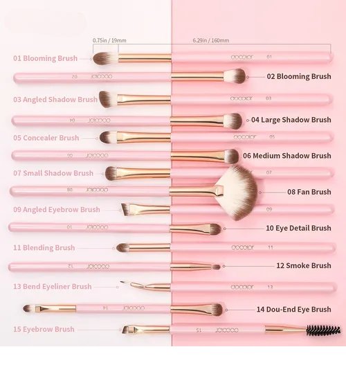 Foto 3 pulgar | Xtellar - Exquisito Set De 15 Brochas De Maquillaje Profesional En Rosa