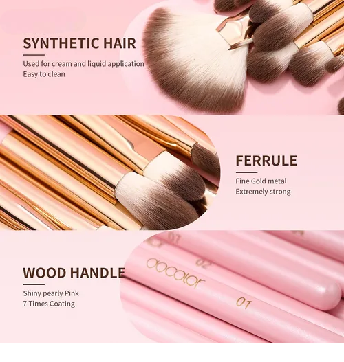 Foto 4 pulgar | Xtellar - Exquisito Set De 15 Brochas De Maquillaje Profesional En Rosa