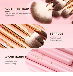 Foto 3 | Xtellar - Exquisito Set De 15 Brochas De Maquillaje Profesional En Rosa