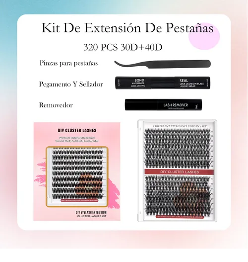 Foto 2 | Kit Profesional 4 en 1 de Extensiones de Pestañas con 320 Piezas y Adhesivo Premium