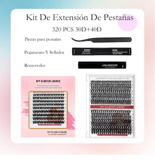 Foto 2 | Kit Profesional 4 en 1 de Extensiones de Pestañas con 320 Piezas y Adhesivo Premium