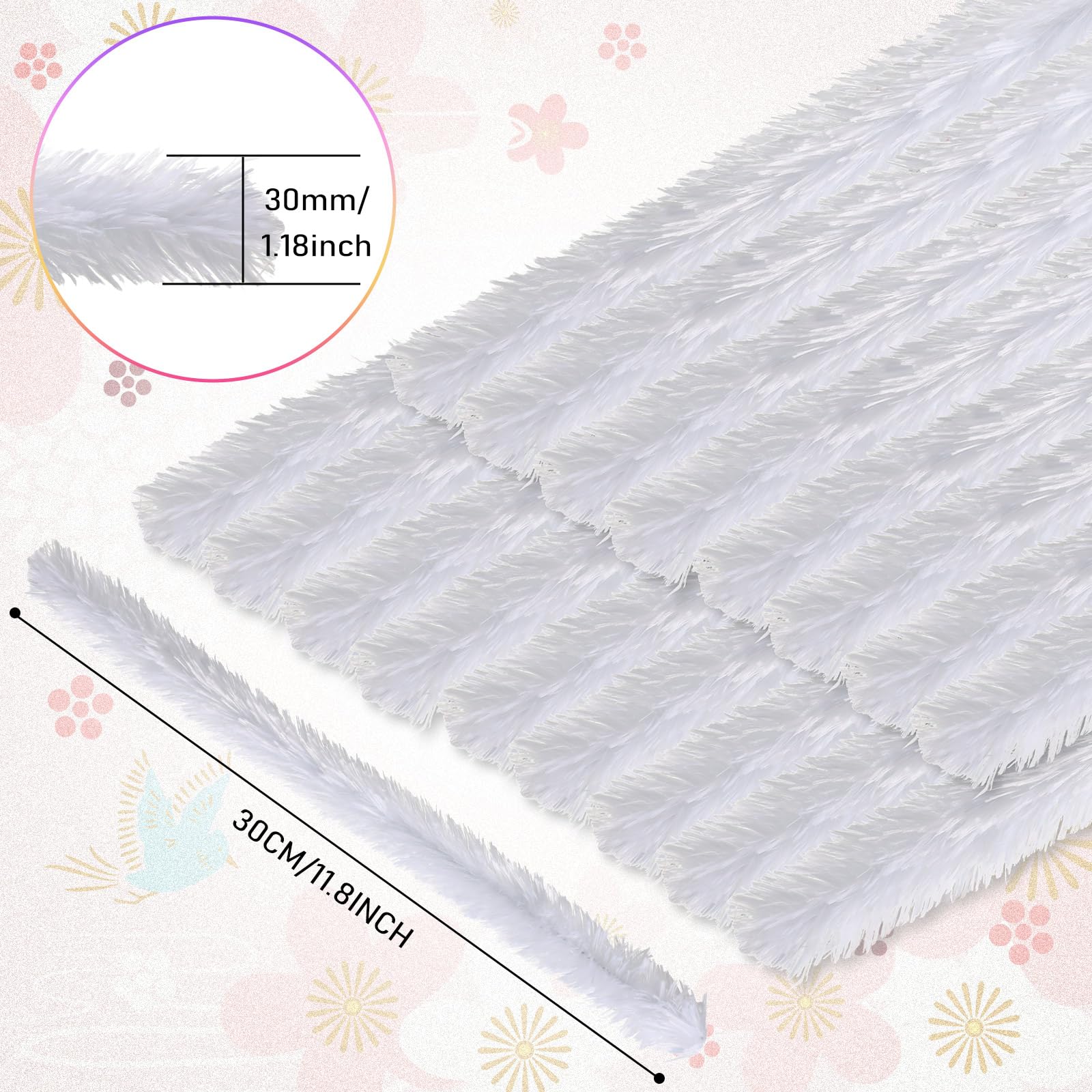 Foto 2 | Limpiapipas Hotop White 30 Mm Jumbo Chunky Chenille 60 Unidades - Venta Internacional.