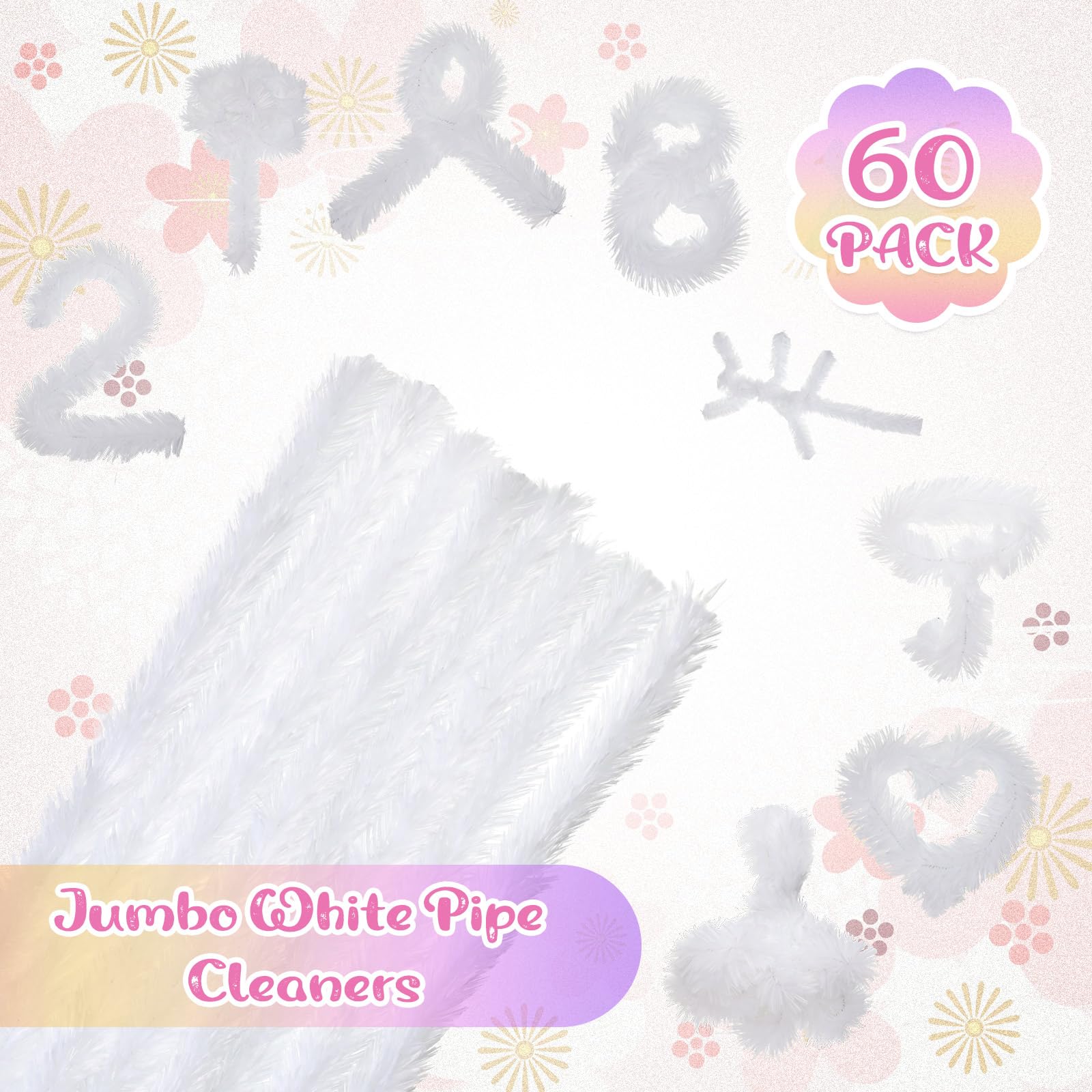 Foto 3 | Limpiapipas Hotop White 30 Mm Jumbo Chunky Chenille 60 Unidades - Venta Internacional.