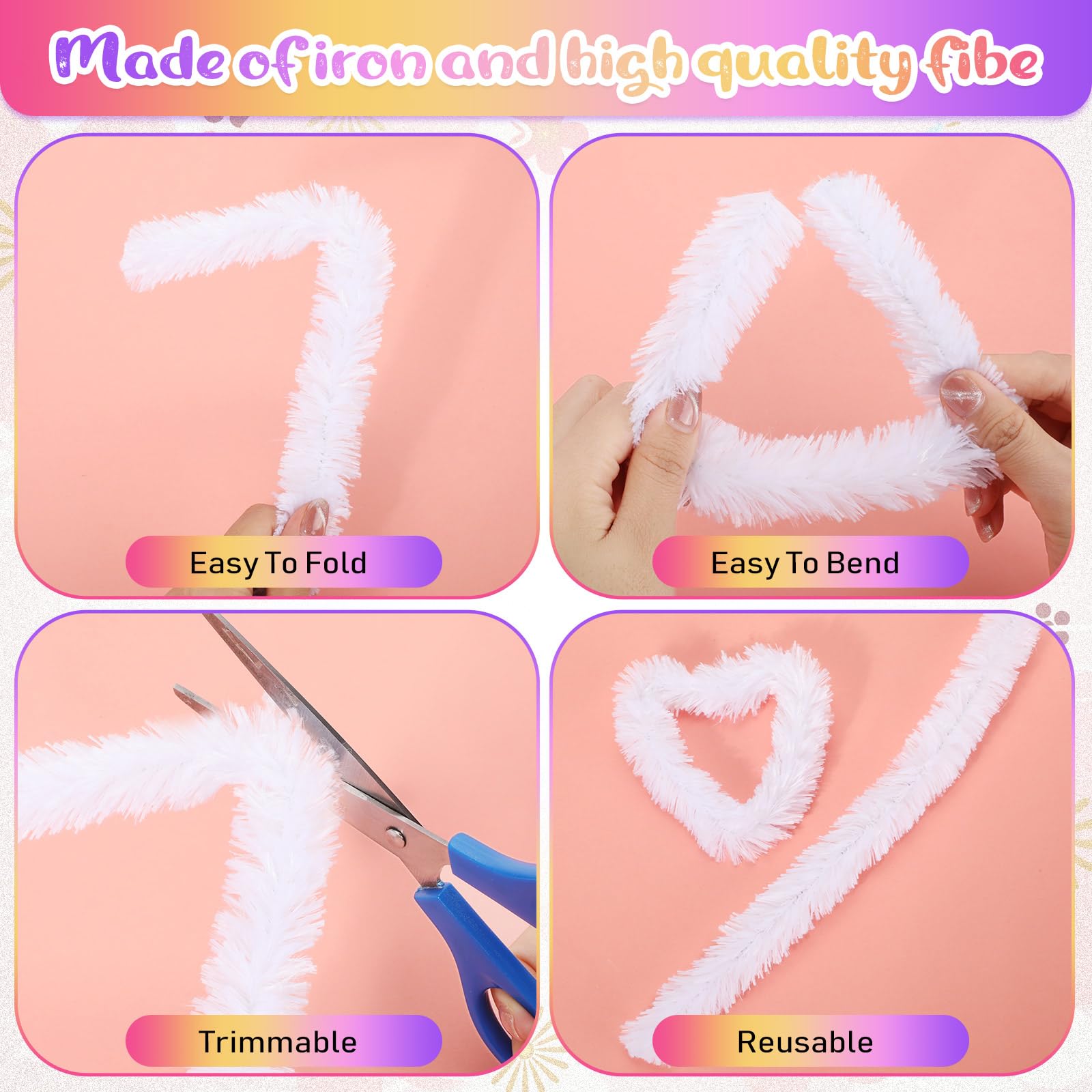 Foto 4 | Limpiapipas Hotop White 30 Mm Jumbo Chunky Chenille 60 Unidades - Venta Internacional.