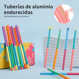 Foto 2 | Brochas Para Ojos Colores 16pz Lab.g Multicolor