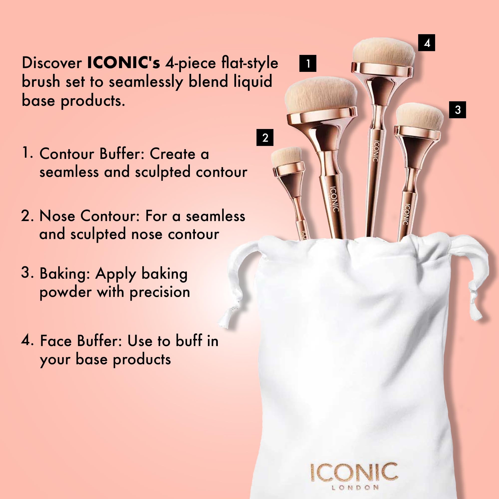Foto 3 pulgar | Set De Brochas De Maquillaje Iconic London Luxury Hd Blend Base Set - Venta Internacional.