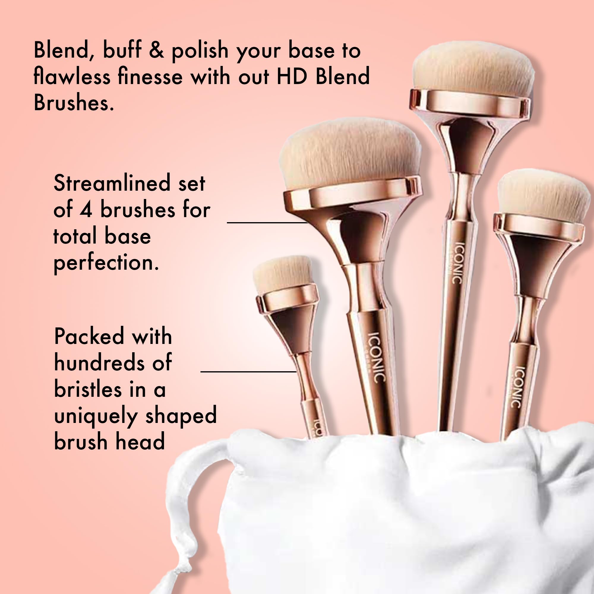 Foto 4 pulgar | Set De Brochas De Maquillaje Iconic London Luxury Hd Blend Base Set - Venta Internacional.