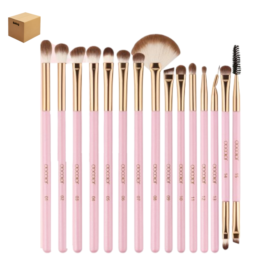 15 Brochas De Maquillaje Belug  Rosa