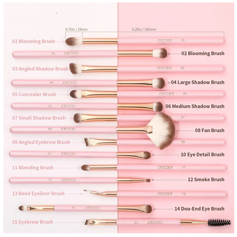 Foto 3 pulgar | 15 Brochas De Maquillaje Belug  Rosa