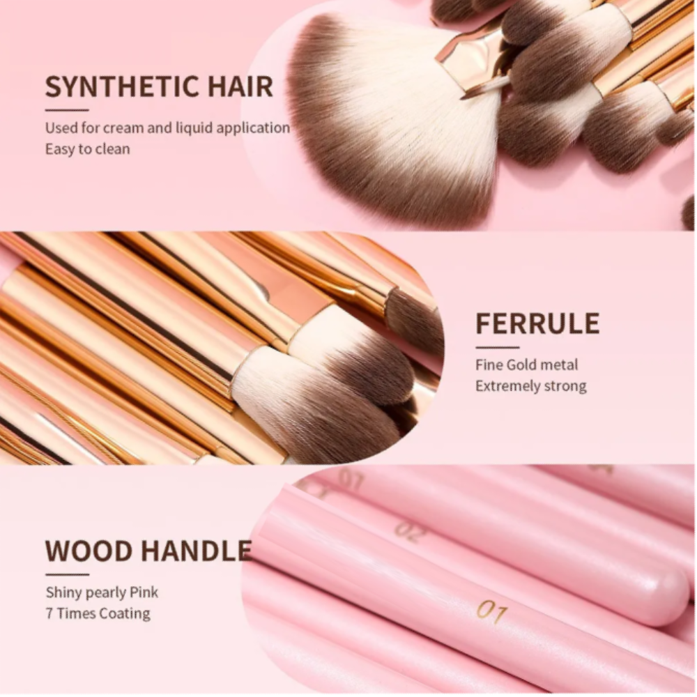 Foto 2 | Set De 15 Brochas  Belug De Maquillaje Rosa