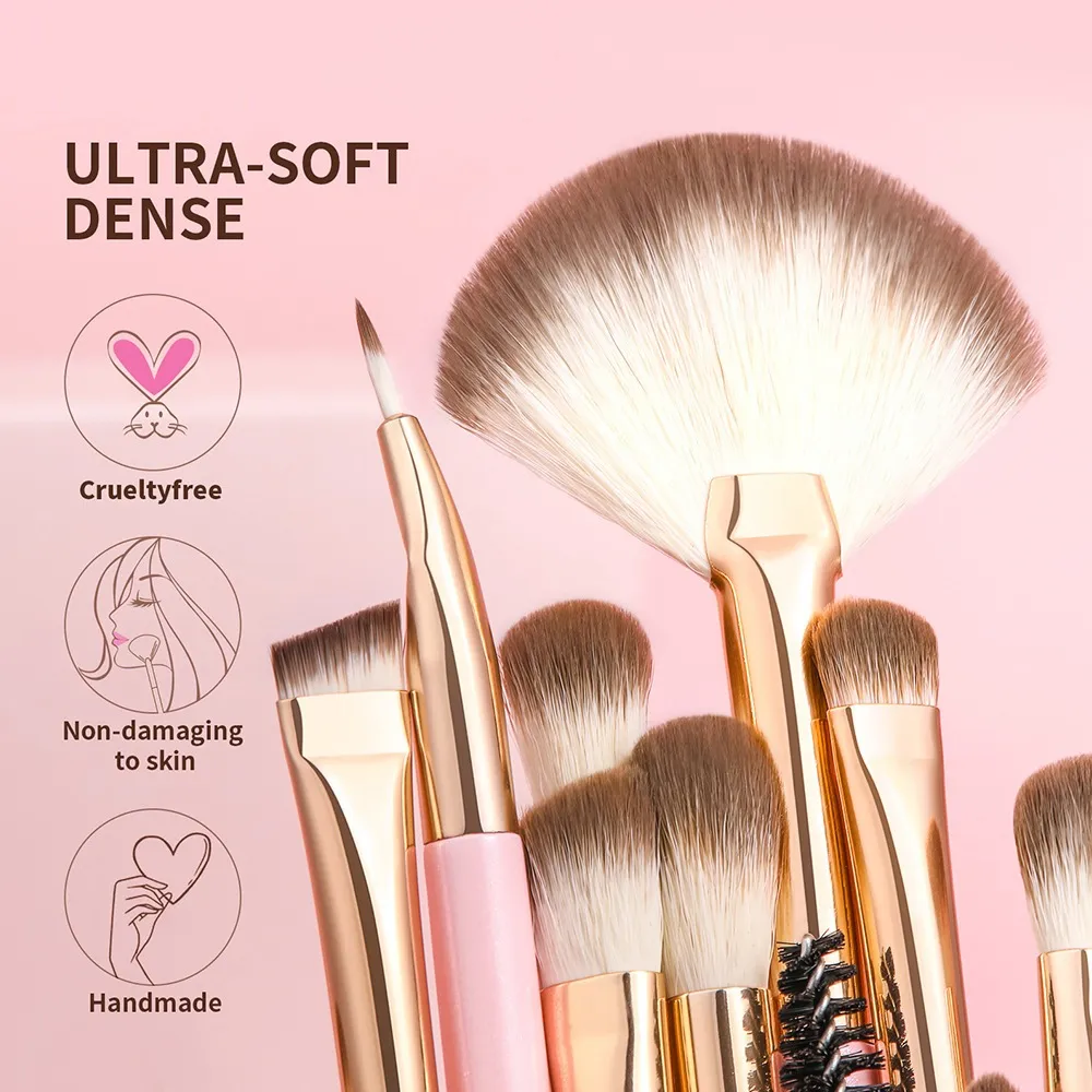 Foto 3 | Set De 15 Brochas  Belug De Maquillaje Rosa