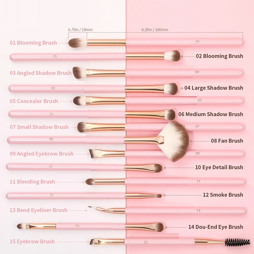Foto 5 | Set De 15 Brochas  Belug De Maquillaje Rosa