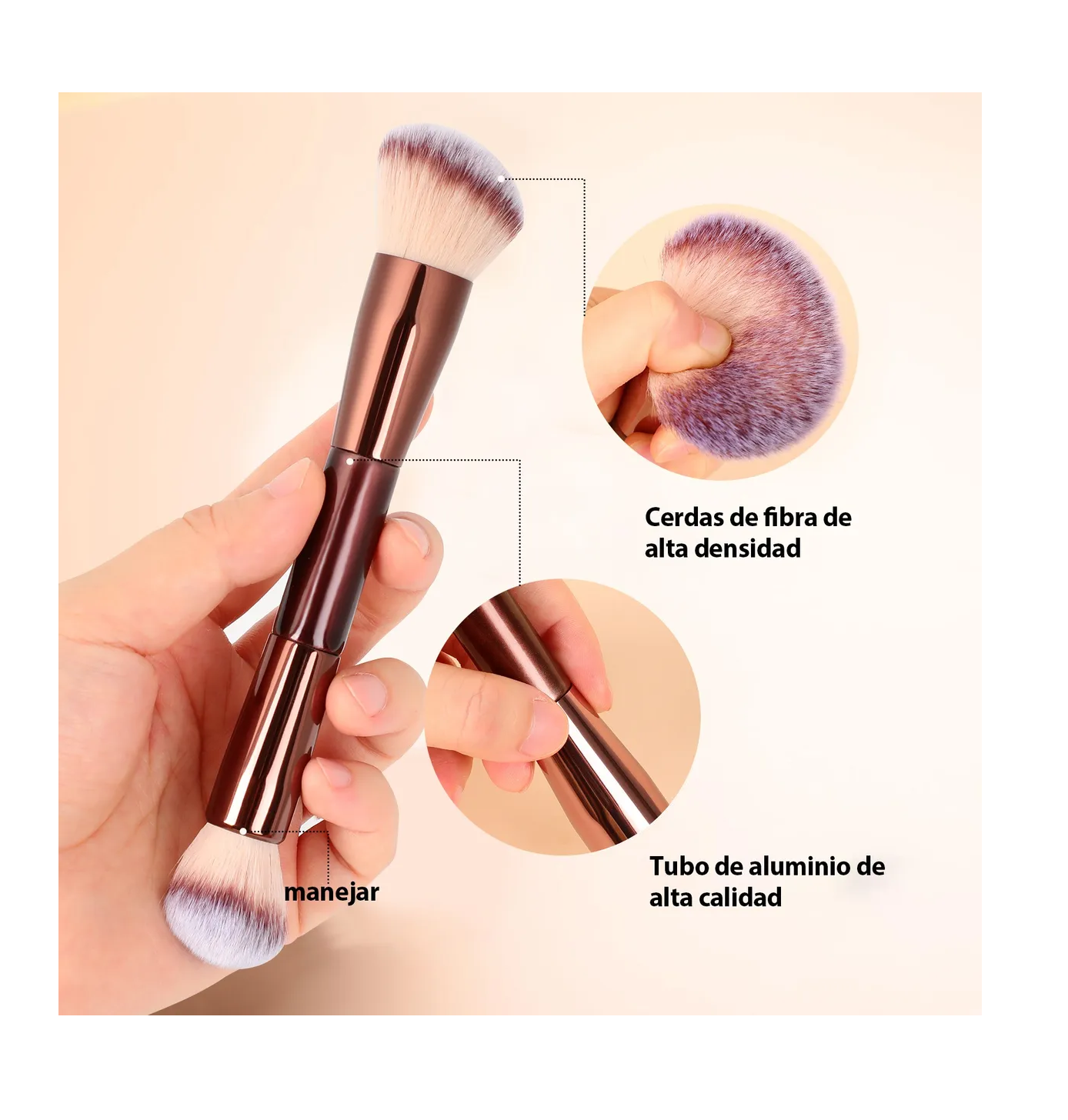 Foto 4 pulgar | Set 7 Brochas Para Maquillaje Profesional Alto Nivel Color Marrón