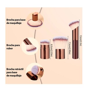 Foto 4 | Set 7 Brochas Para Maquillaje Profesional Alto Nivel Color Marrón