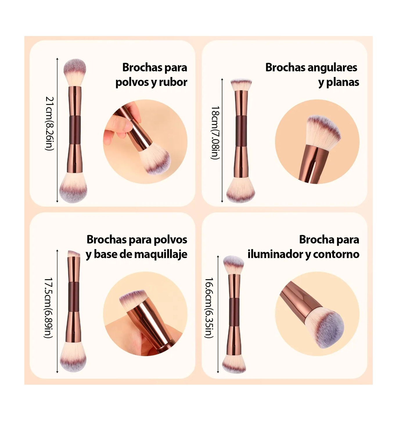 Foto 5 | Set 7 Brochas Para Maquillaje Profesional Alto Nivel Color Marrón