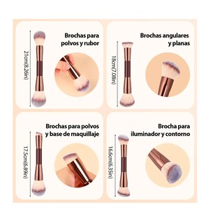 Foto 5 | Set 7 Brochas Para Maquillaje Profesional Alto Nivel Color Marrón