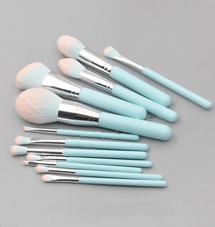 Foto 3 | Juego De Brochas De Maquillaje Huoguo Mango De Madera Azul Claro 12 Piezas - Venta Internacional.