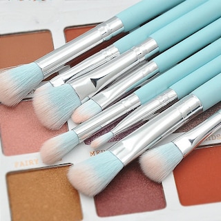 Foto 4 | Juego De Brochas De Maquillaje Huoguo Mango De Madera Azul Claro 12 Piezas - Venta Internacional.