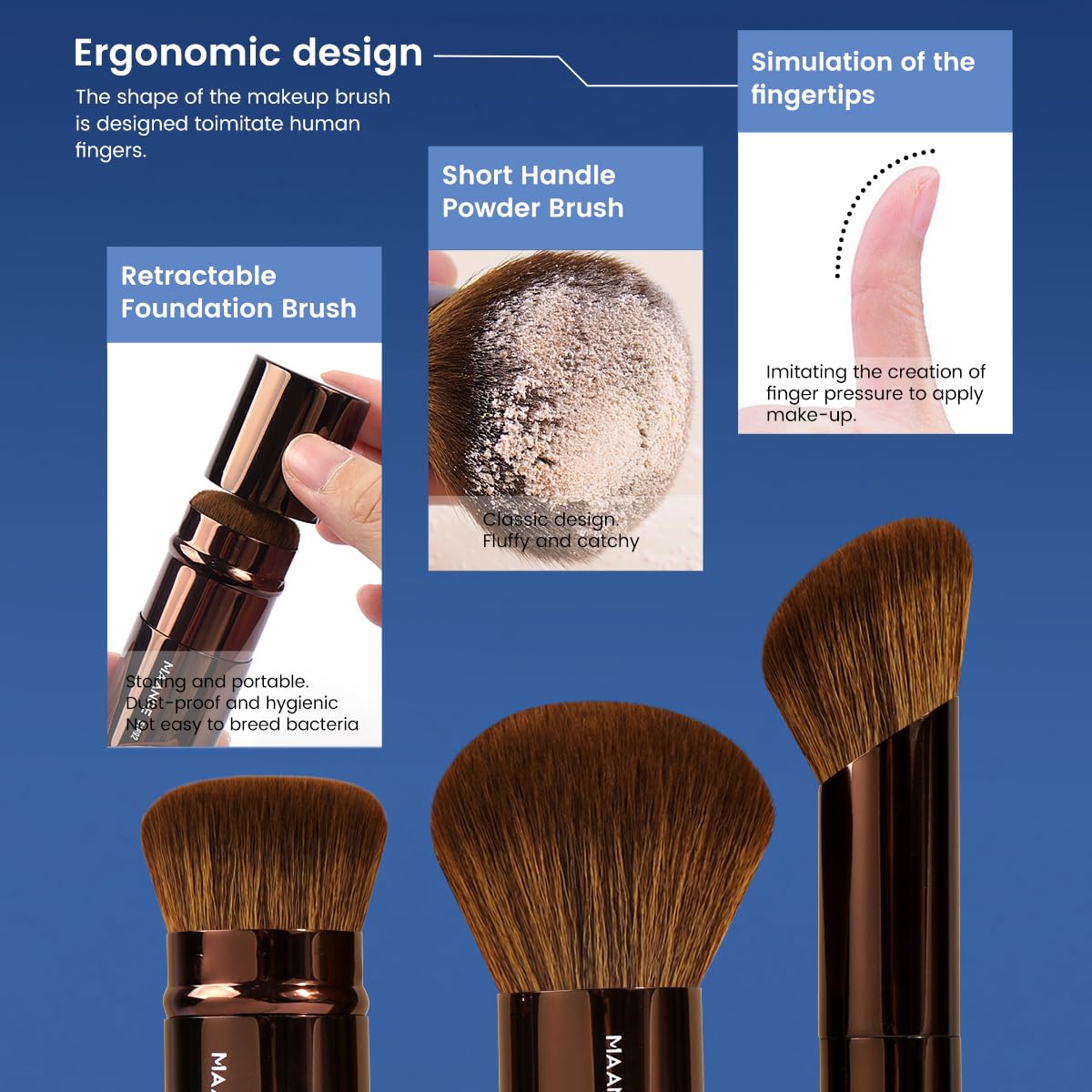 Foto 7 | Set De Brochas De Maquillaje Maange Foundation  20 Unidades Con Bolsa  Color Marrón - Venta Internacional.