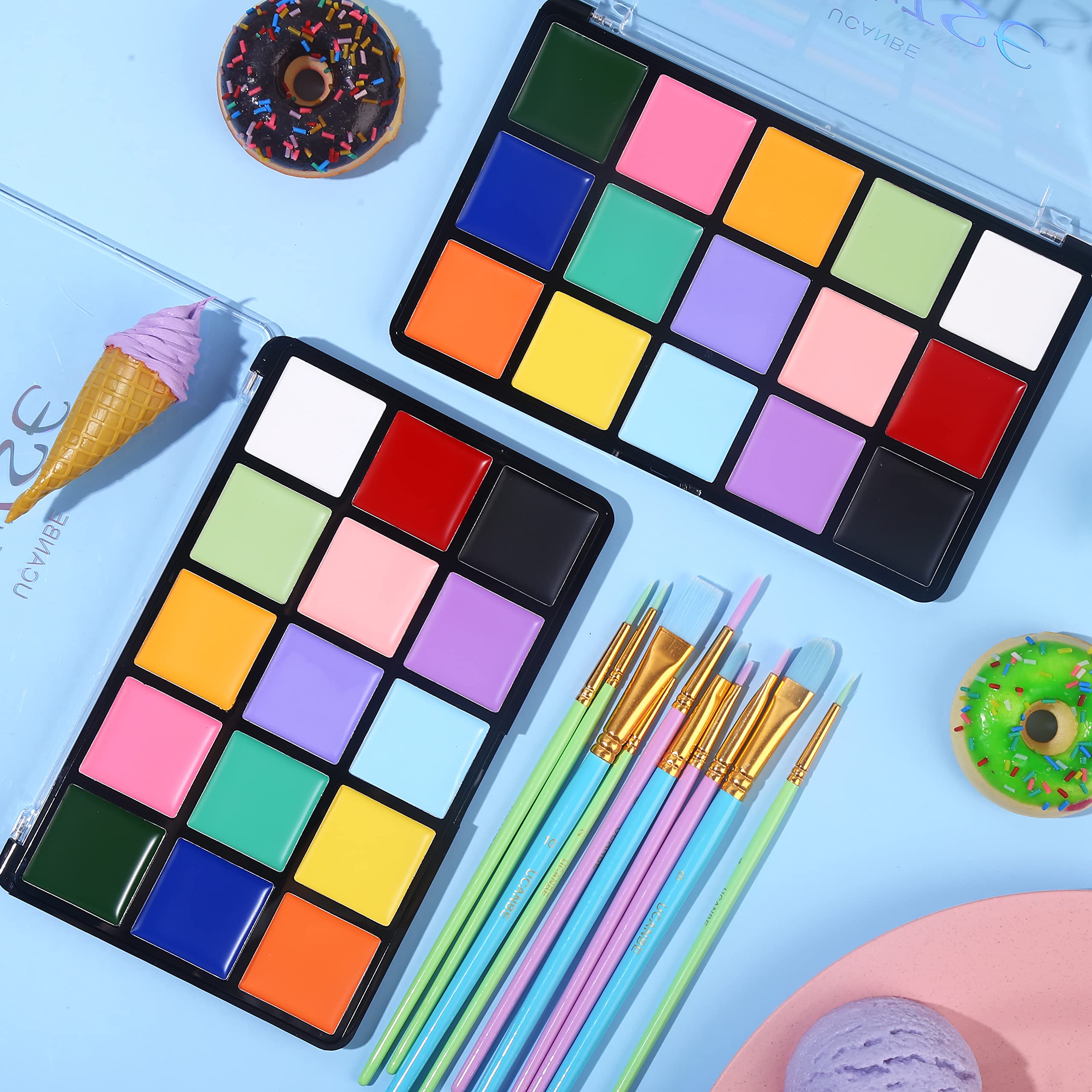 Foto 3 pulgar | Set De Pintura Facial Y Corporal Ucanbe Macaron  15 Colores Con Pinceles - Venta Internacional.