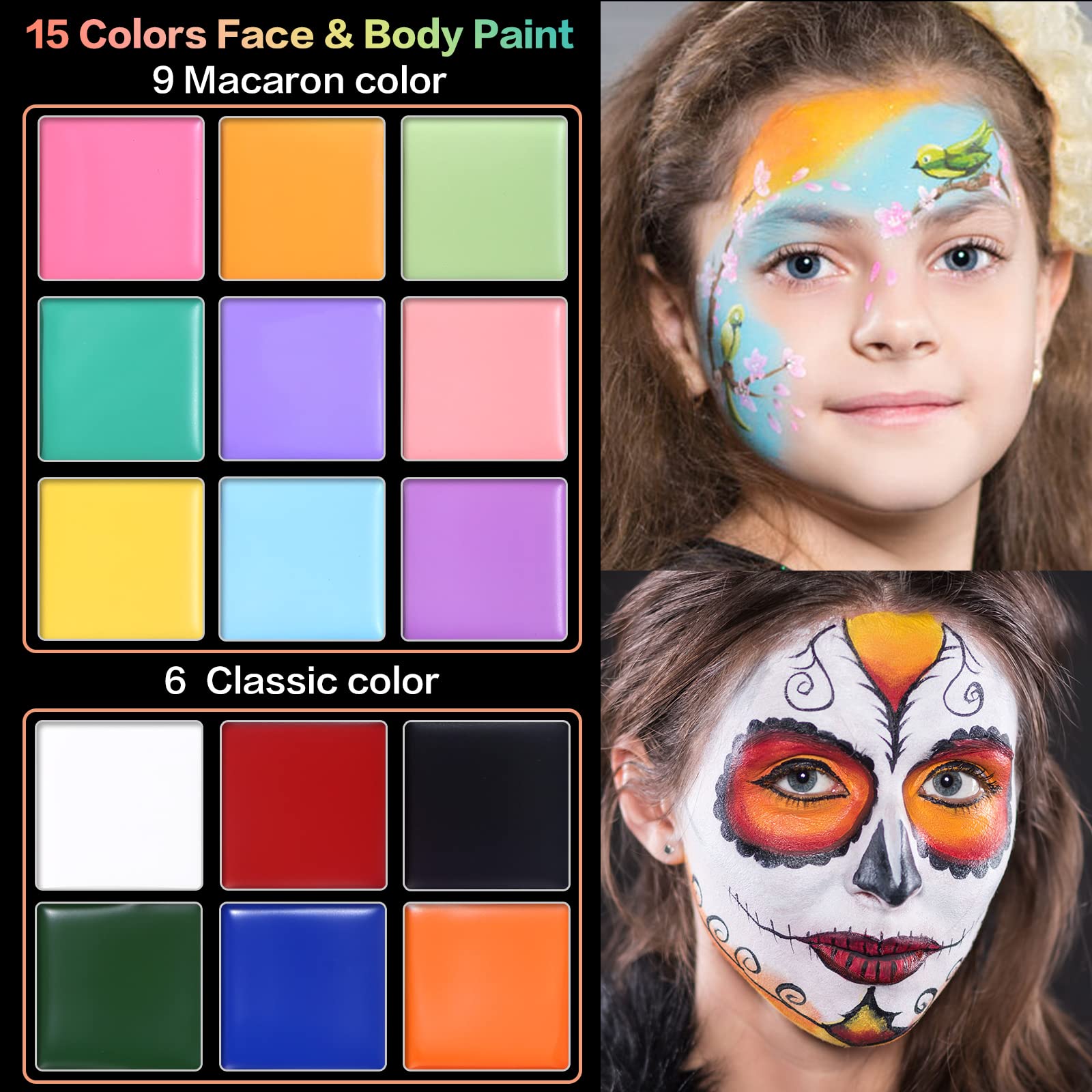 Foto 4 pulgar | Set De Pintura Facial Y Corporal Ucanbe Macaron  15 Colores Con Pinceles - Venta Internacional.