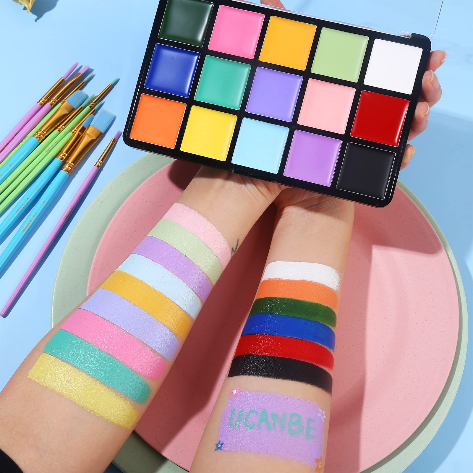 Foto 6 pulgar | Set De Pintura Facial Y Corporal Ucanbe Macaron  15 Colores Con Pinceles - Venta Internacional.